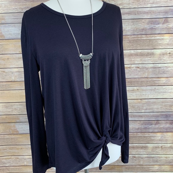 Umgee Tops - Umgee Sz M Blue Long Sleeve Tie Waist Top